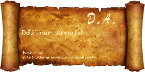 Dérer Arnold névjegykártya